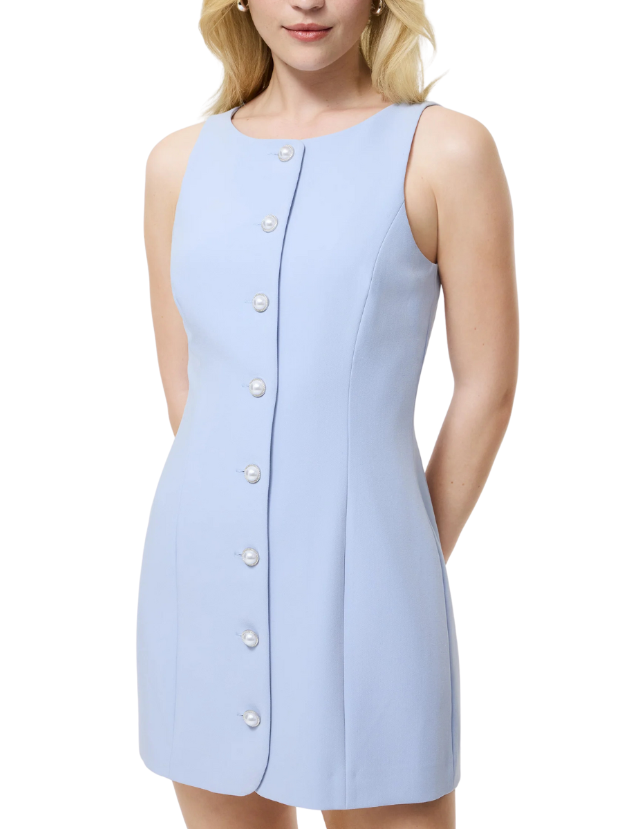 Azra Twill Buttondown Mini Dress in Moonmist – Swoon