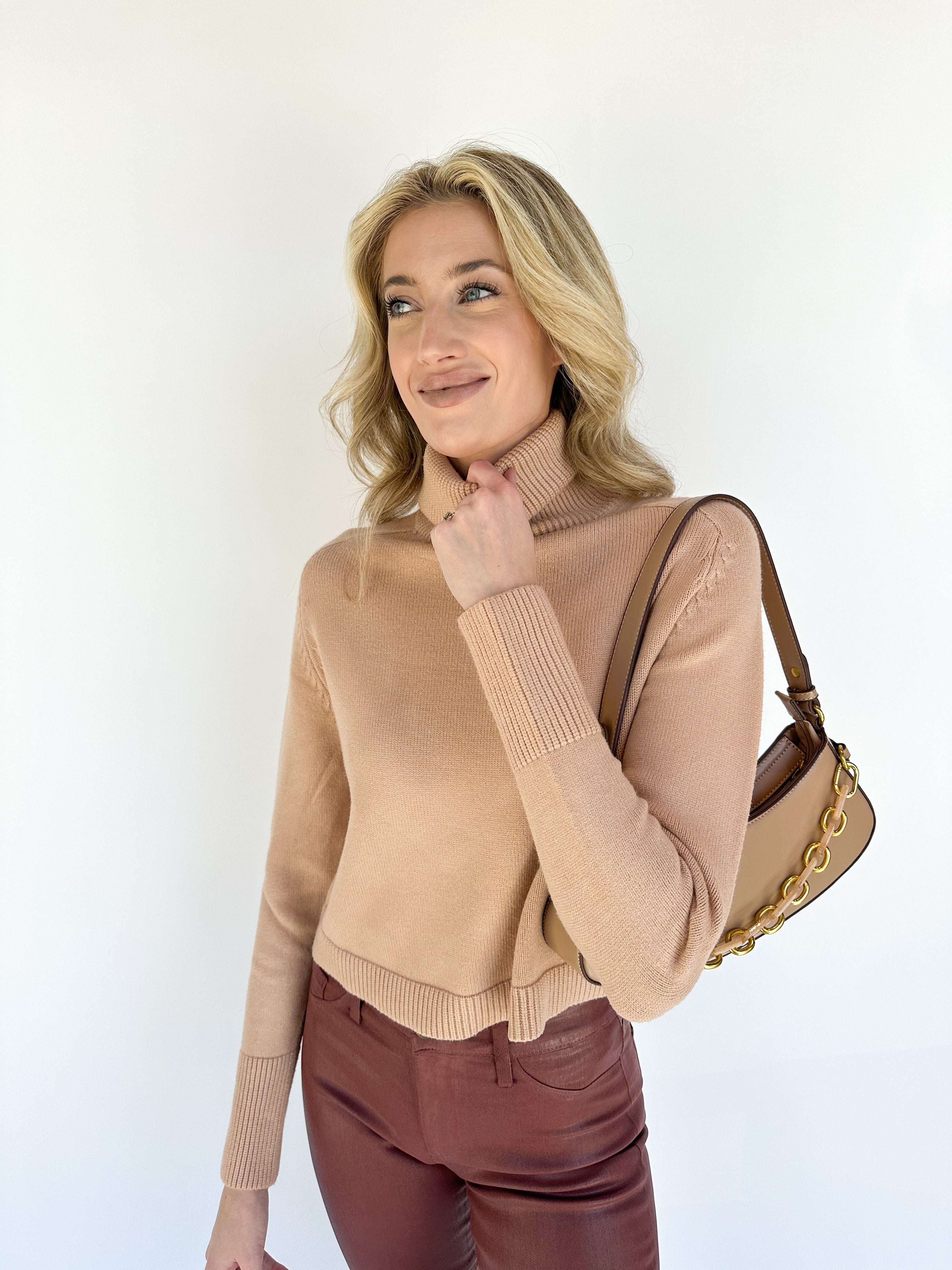 Tan turtleneck hot sale sweater women's