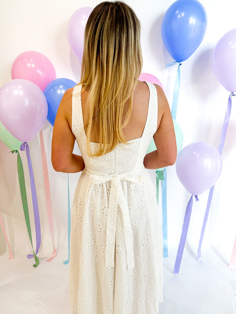 Floral Eyelet Lace Midi Dress