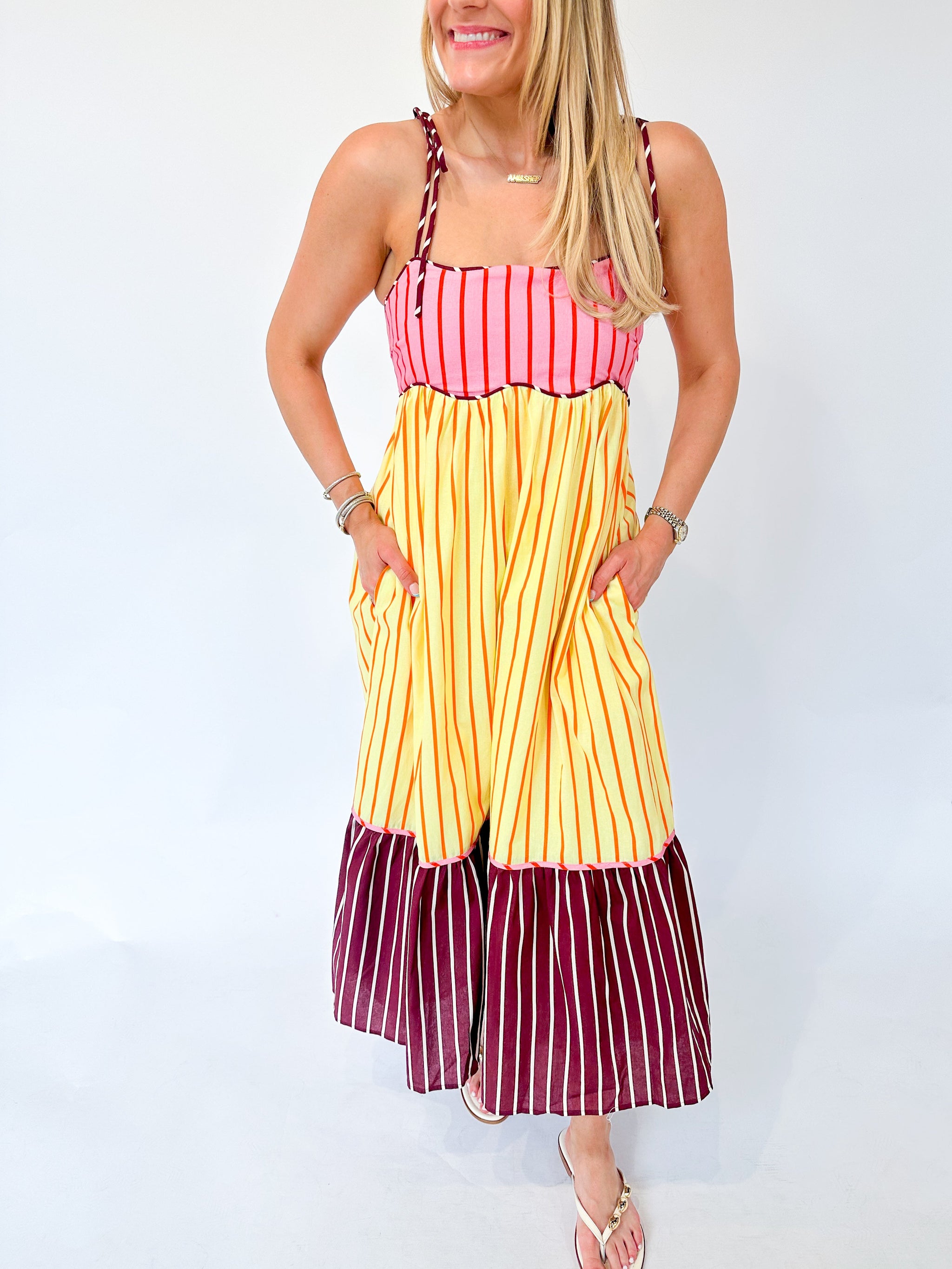chinese dress ladies Pleated Mix Media Maxi Dress  English Factory